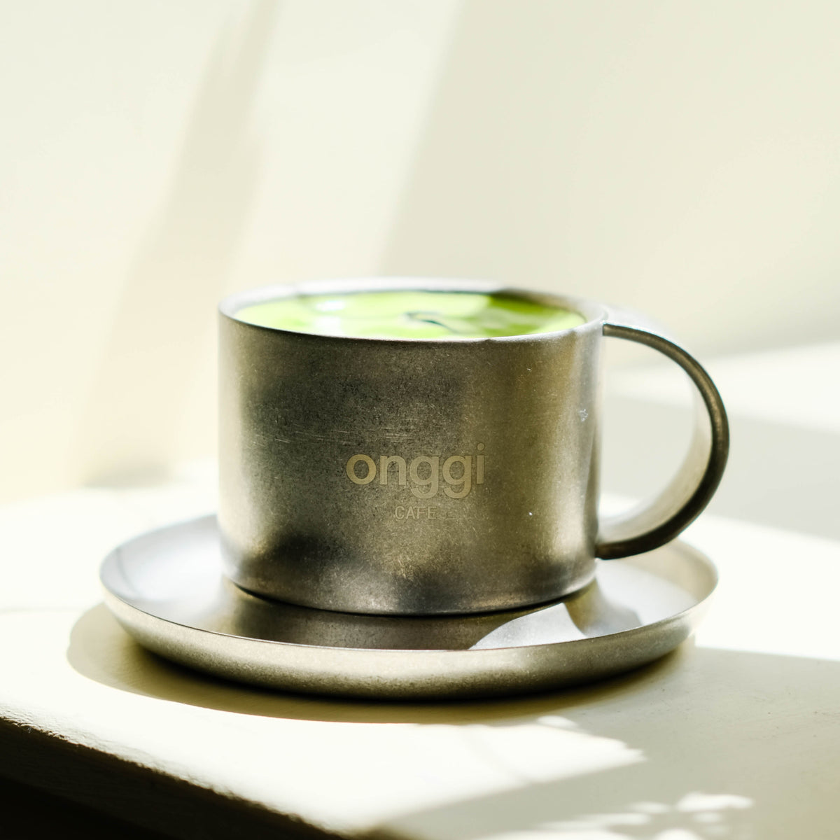 Onggi Cafe Cup & Saucer - Stonewash Stainless Steel