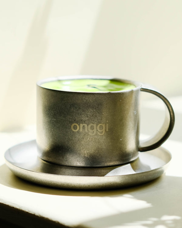 Onggi Cafe Cup & Saucer - Stonewash Stainless Steel